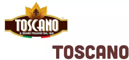 Toscano Logo mit braunem Schriftzug