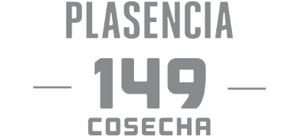 Logo Plasencia Cosecha 149 in grauer Schrift auf weißen Hintergrund