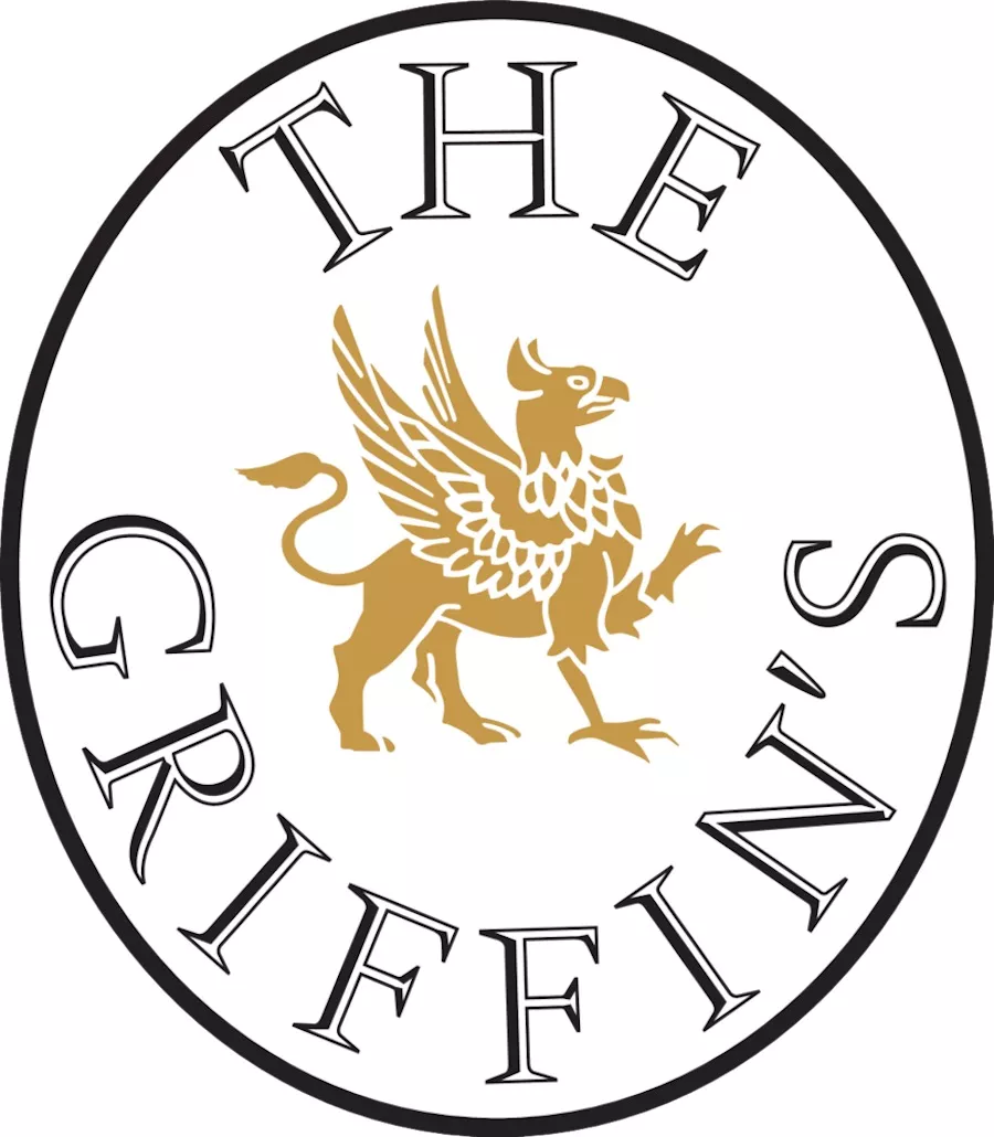 The Griffin's Logo goldener Greif schwarze Schrift