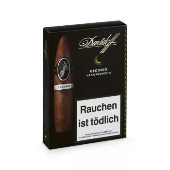 Davidoff Escurio Gran Perfecto Packung schwarz mit silberner Aufschrift, geschlossen