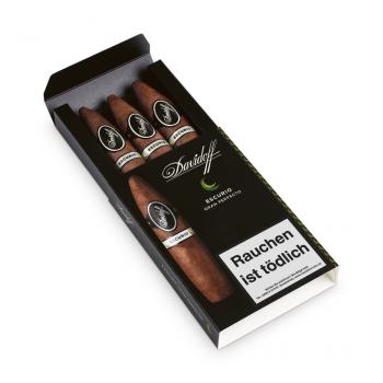 Davidoff Escurio Gran Perfecto Packung schwarz mit silberner Aufschrift, geöffnet