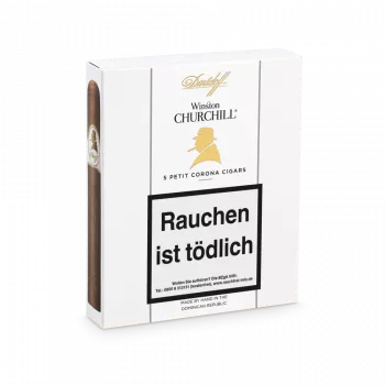 Davidoff Winston Churchill Petit Corona Packung weiß mit Logo und goldener Aufschrift