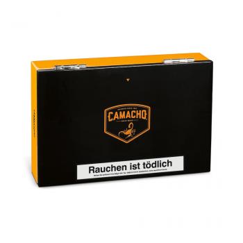 Camacho Connecticut Robusto Kiste schwarz mit oranger Aufschrift und Logo