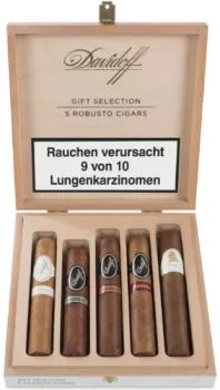 Davidoff Robusto Selection Kiste offen mit 5 Zigarren
