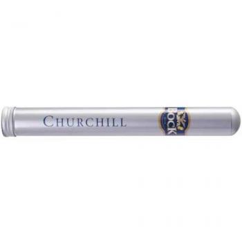 Bock Churchill  Tubo Zigarre einzeln in silberner Tube mit brauner Aufschrift und Logo