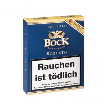 Bock Robusto Packung blau und gold mit Bock Logo weißer Aufschrift