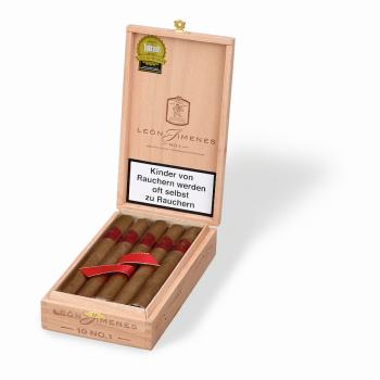 Preview: León Jimenes No. 1 Kiste aus Holz mit Logo, geöffnet