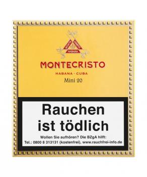 Montecristo Mini 20er Packung Gelb mit Montecristo Logo und roter Aufschrift