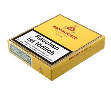 Montecristo Mini 20er Packung gelb mit Logo und roter Aufschrift, geschlossen
