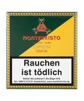 Montecristo Open Club 20er Packung Gelb und Grün mit roter Aufschrift
