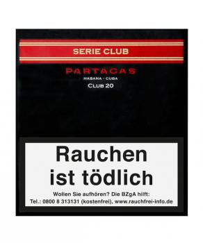 Partagas Series Club Packung schwarz und rot mit weißer Aufschrift und Logo, geschlossen