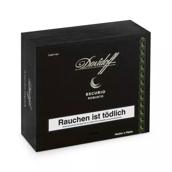 Davidoff Escurio Robusto Kiste schwarz mit silberner Aufschrift, geschlossen