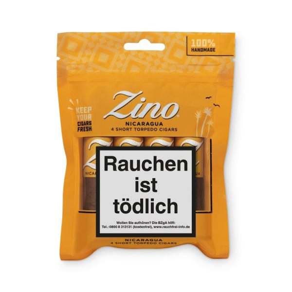 Zino Nicaragua Short Torpedo Freshpack mit 4 Zigarren Orange mit weißer Aufschrift