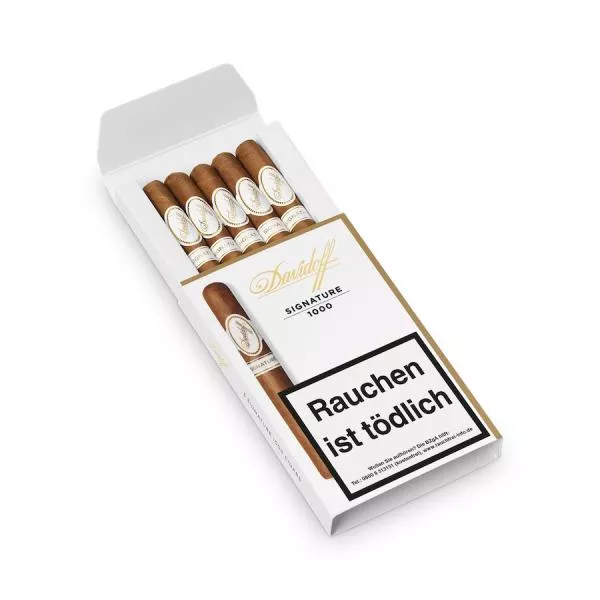 Davidoff Signature No. 1000 Packung offen mit fünf Zigarren