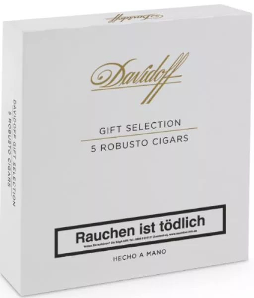 Davidoff Robusto Gift Selection Kiste mit Davidoff Logo in Gold und schwarzer Aufschrift