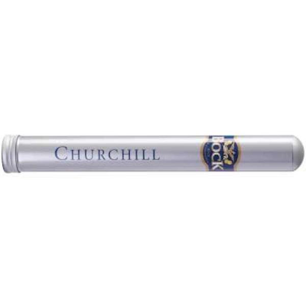 Bock Churchill  Tubo Zigarre einzeln in silberner Tube mit brauner Aufschrift und Logo