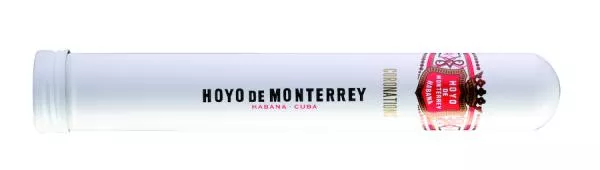 Hoyo de Monterrey Coronations A/T Zigarre einzeln in weißer Tube mit schwarzer Aufschrift und Logo