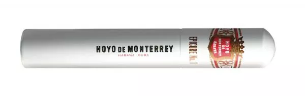 Hoyo de Monterrey Epicure No. 1 A/T Zigarre einzeln in Weiß roter Tube mit schwarzer Aufschrift und Logo
